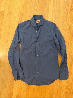 Harold Men’s Dress Shirt Made in Italy in Blue Grey Size 15.5 / S — 3 for $30